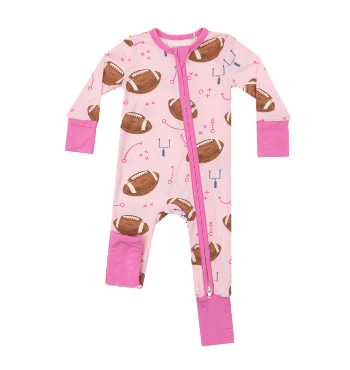 Preorder LR1464 NO MOQ rugby symbol pink zip-up long-sleeved onesie