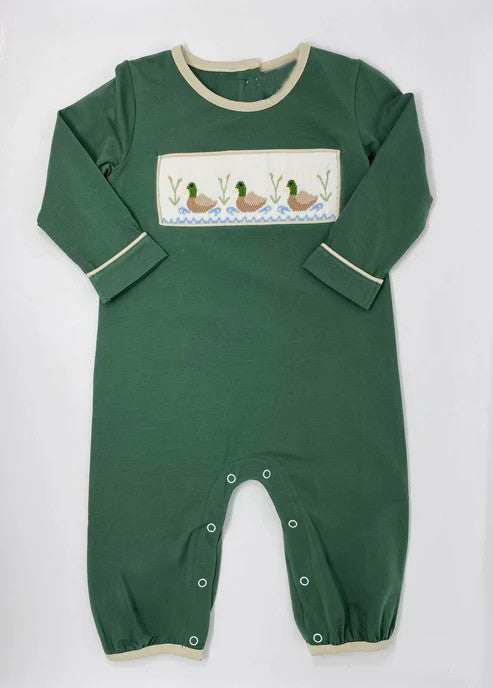 Preorder LR1465 NO MOQ Boys Duck Green long sleeve onesie