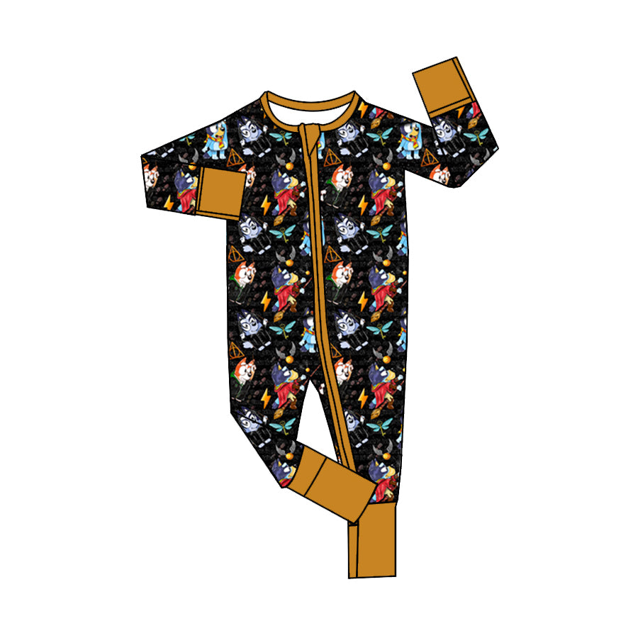 Preorder LR1467 NO MOQ bluey Halloween Magic black zip-up long-sleeved onesie