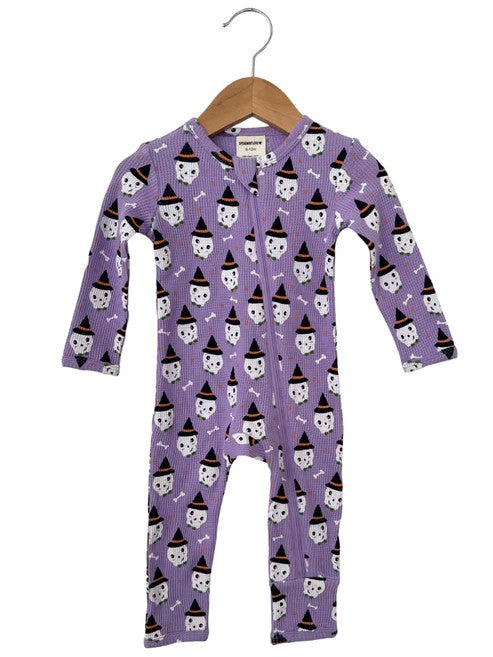 Preorder LR1470 NO MOQ Halloween hat Ghost purple zip-up long-sleeved onesie