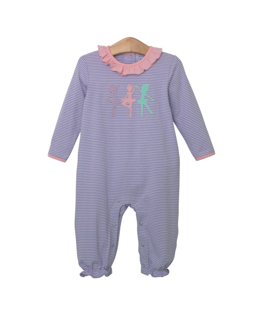 Preorder LR1481 NO MOQ Ballerina long sleeve onesie with striped Pink lace