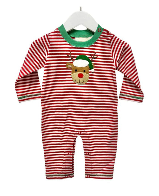 Preorder LR1488 NO MOQ Reindeer red striped long-sleeved onesie