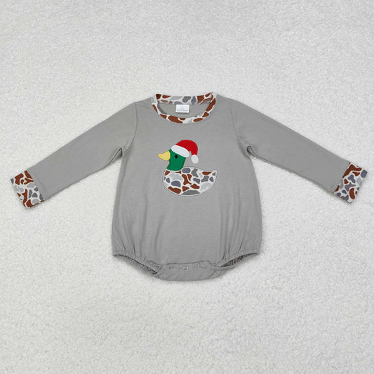 LR1683 Embroidered Santa hat camouflage duck long sleeve onesie New arrival