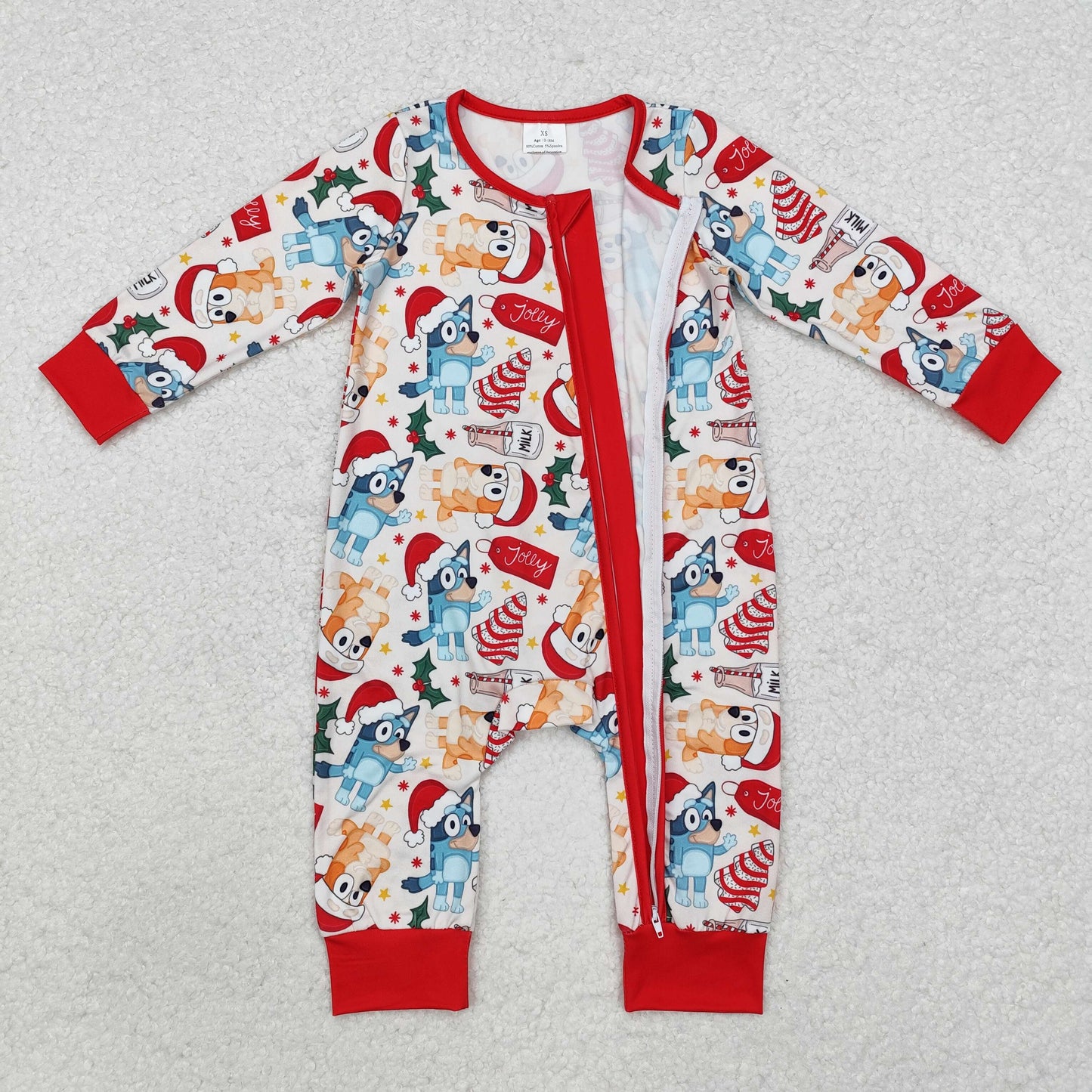 LR1684 Christmas Bluey Red Zip Long-Sleeved Boys Romper RTS 202512