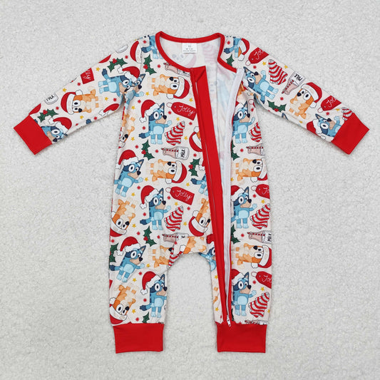 LR1684 Christmas Bluey Red Zip Long-Sleeved Boys Romper RTS 202512