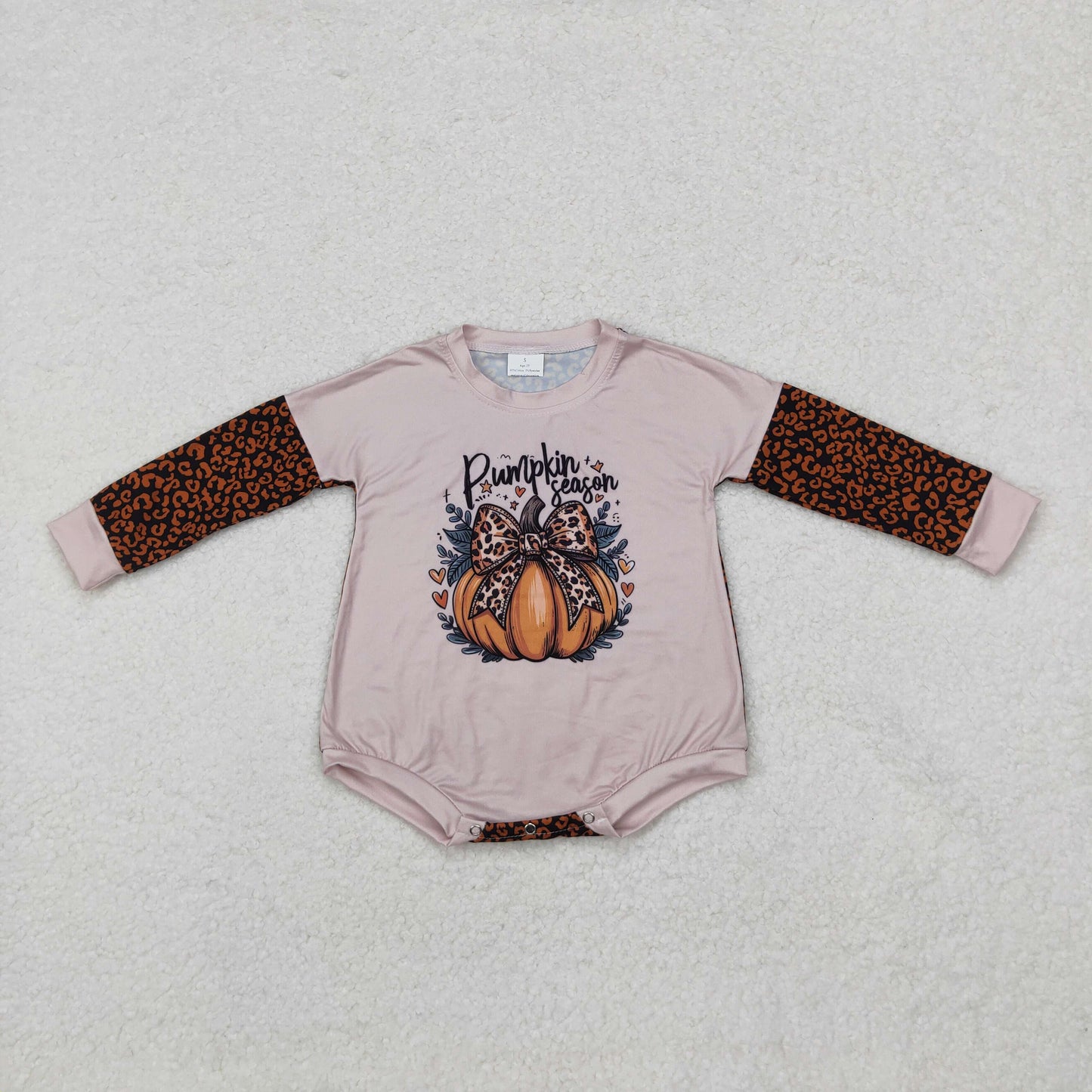 LR1723 pumpkin leopard print bow pumpkin long sleeve onesie High quality