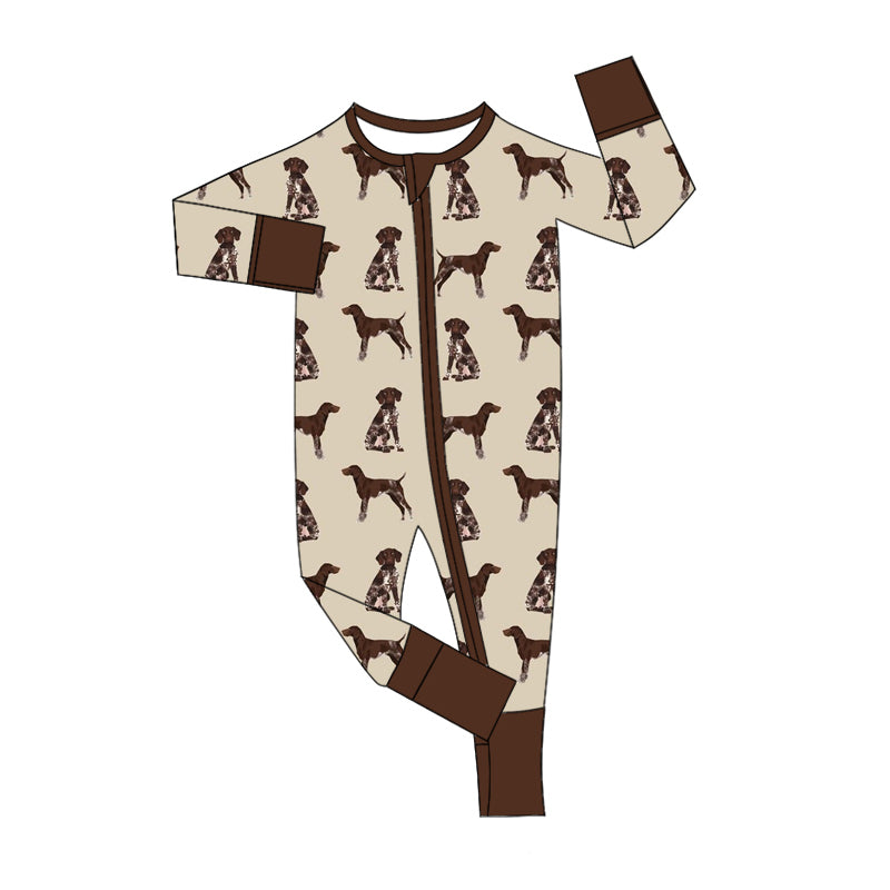 Preorder LR1759 Puppy brown zip-up long-sleeved onesie