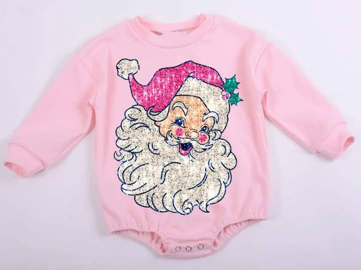 Preorder LR1819 Santa's pink long-sleeved onesie