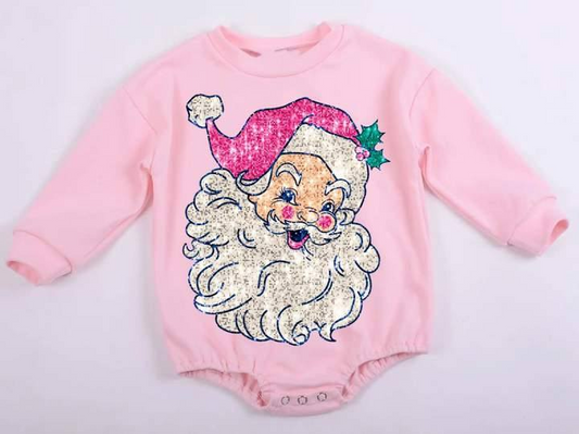 Preorder LR1819 Santa's pink long-sleeved onesie