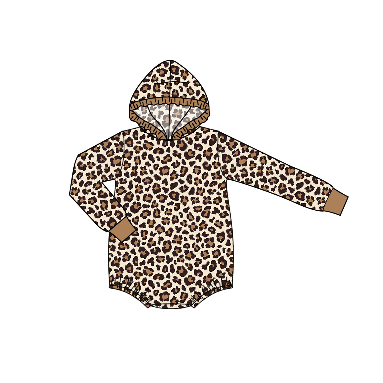 Preorder LR1826 Leopard print brown lace hooded long sleeve onesie high quality wholesale