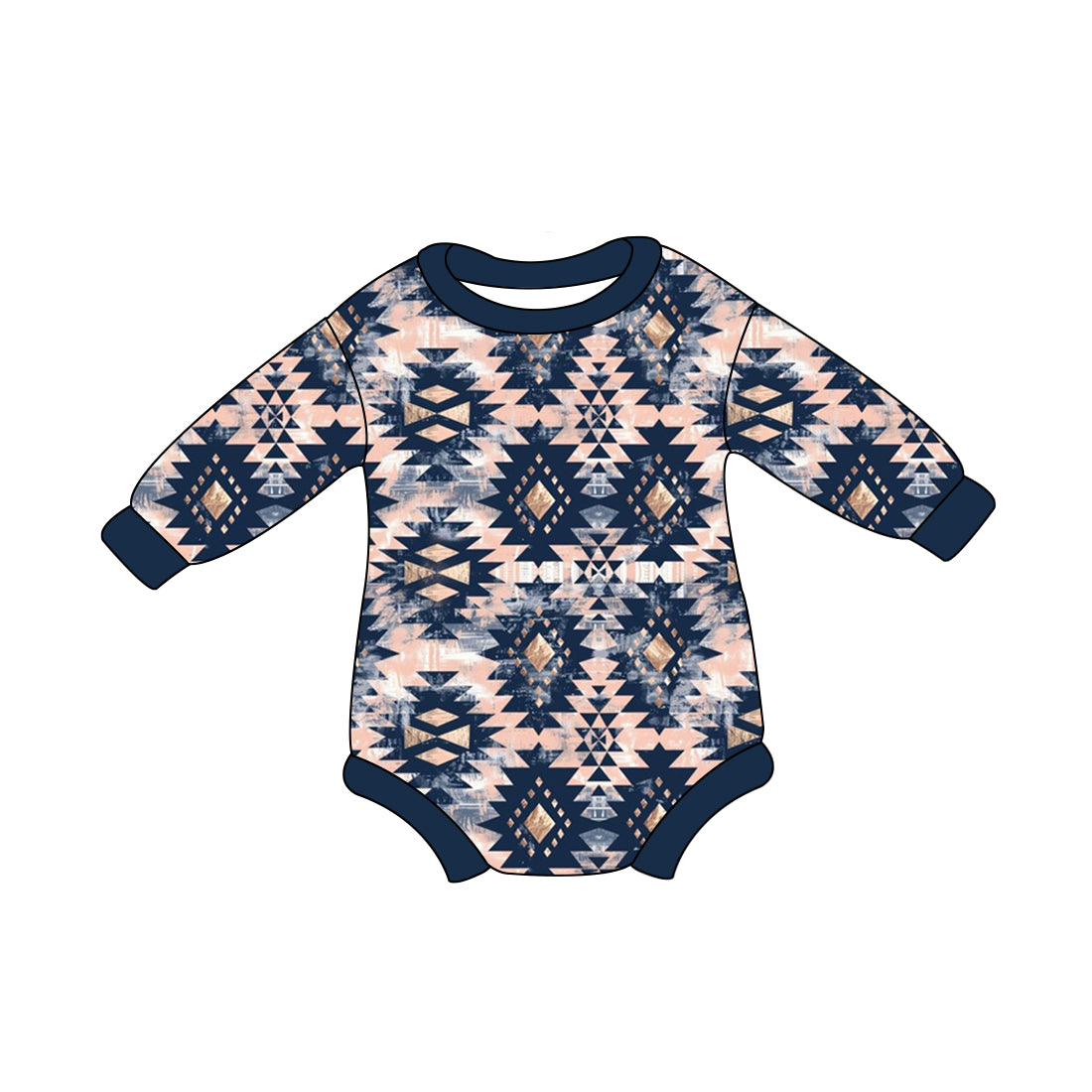 Preorder LR1845 Geometric blue long sleeve onesie high quality wholesale