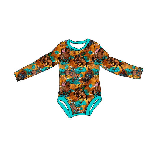 Preorder LR1853 Riding jewel brown blue long-sleeved onesie