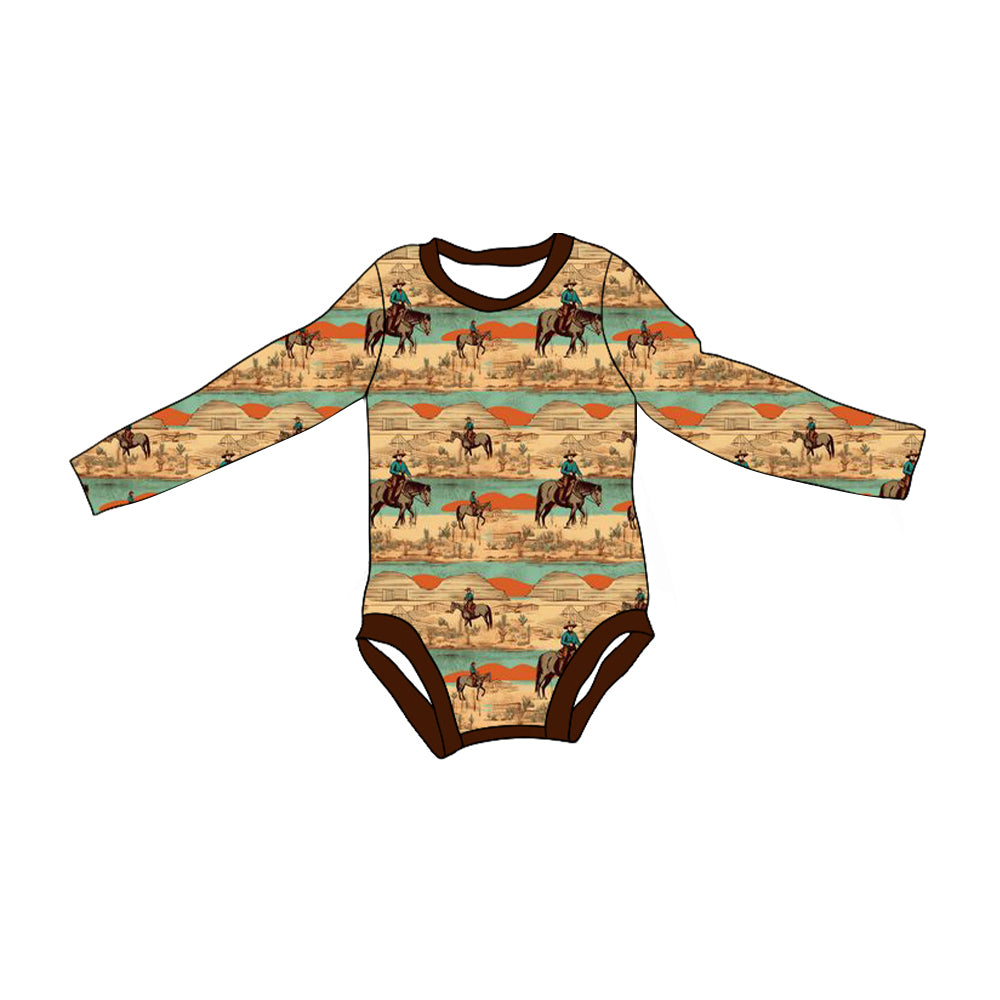 Preorder LR1860 Horseback riding desert brown long-sleeved onesie