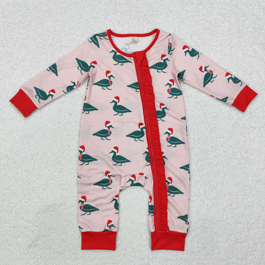 LR1862 Christmas Bamboo Pajamas Hat Duck Red Zipper Long-Sleeved Boys Romper RTS 202509
