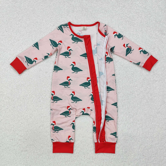 LR1862 Christmas Bamboo Pajamas Hat Duck Red Zipper Long-Sleeved Boys Romper RTS 202509