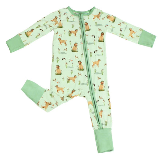 Preorder LR1868 Duck Puppy green zipper long-sleeved onesie