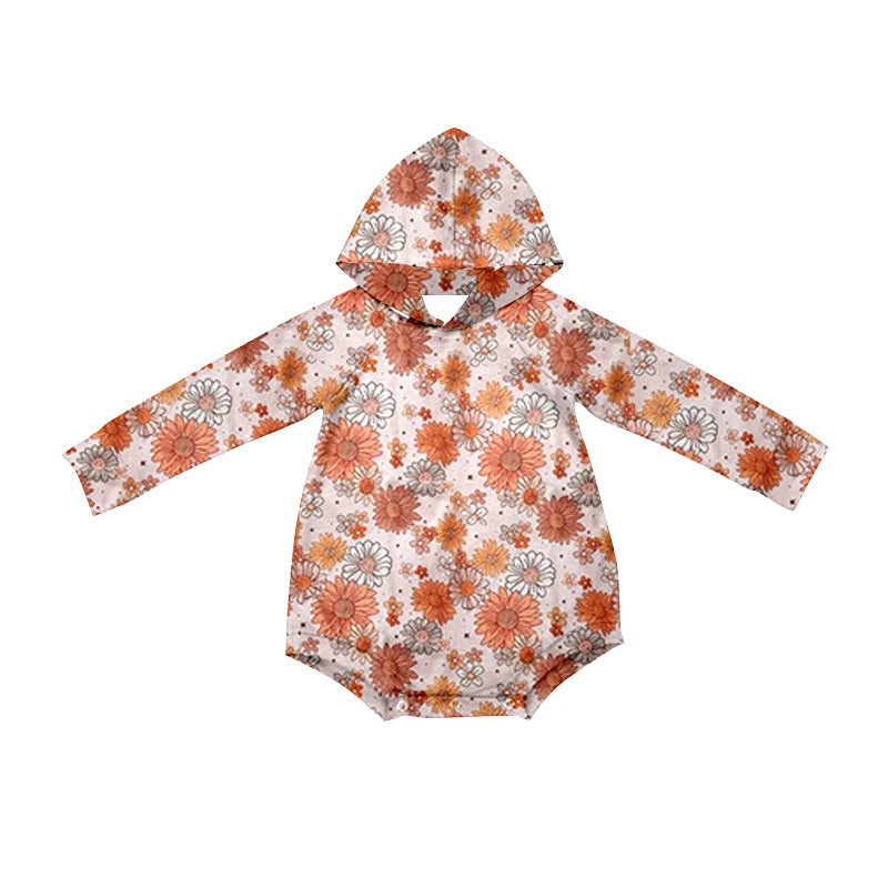 Preorder LR1883 Flower pink hooded long sleeve onesie high quality wholesale