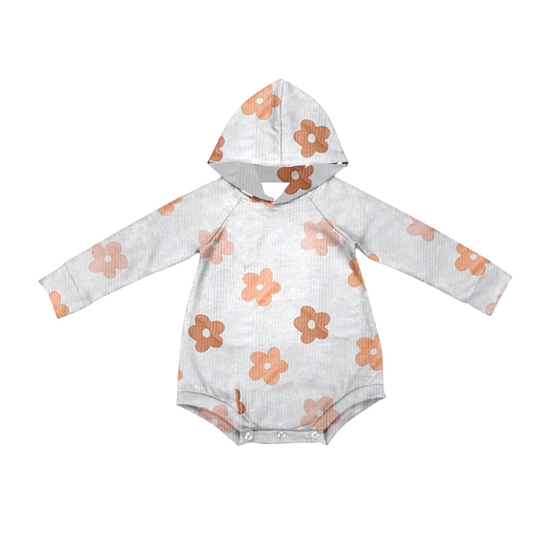 Preorder LR1886 Flower white hooded long sleeve onesie high quality wholesale