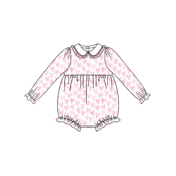 Preorder LR1899 Pink love lace doll collar white long sleeve onesie High quality