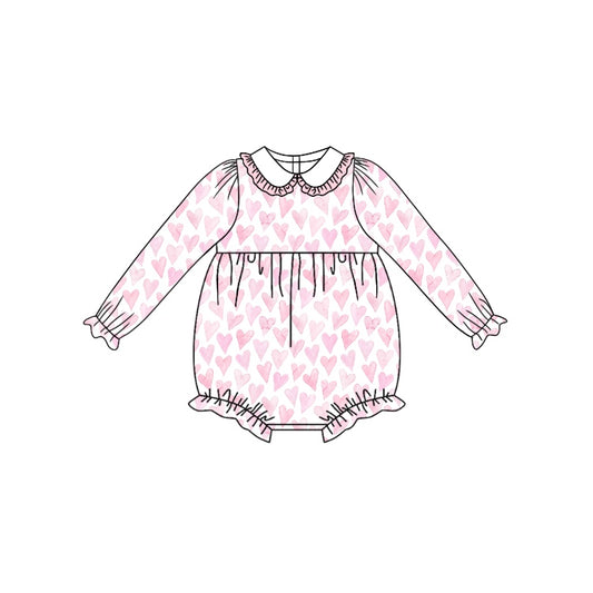 Preorder LR1899 Pink love lace doll collar white long sleeve onesie High quality