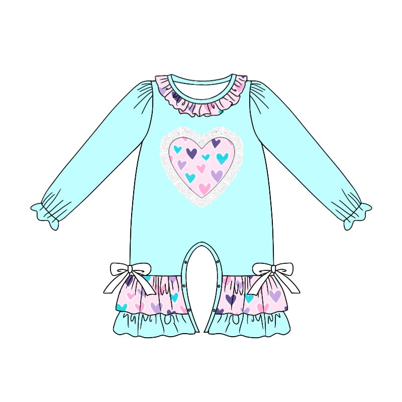 Preorder LR1927 lace love blue pink long-sleeved onesie