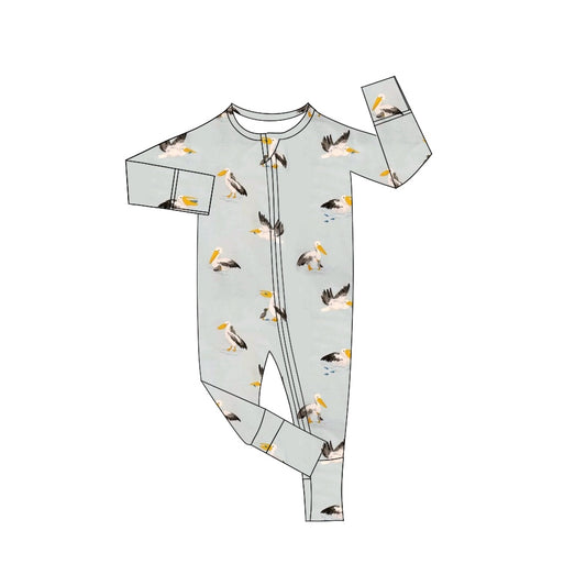 Preorder LR1942 Bird blue zip-up long-sleeved onesie