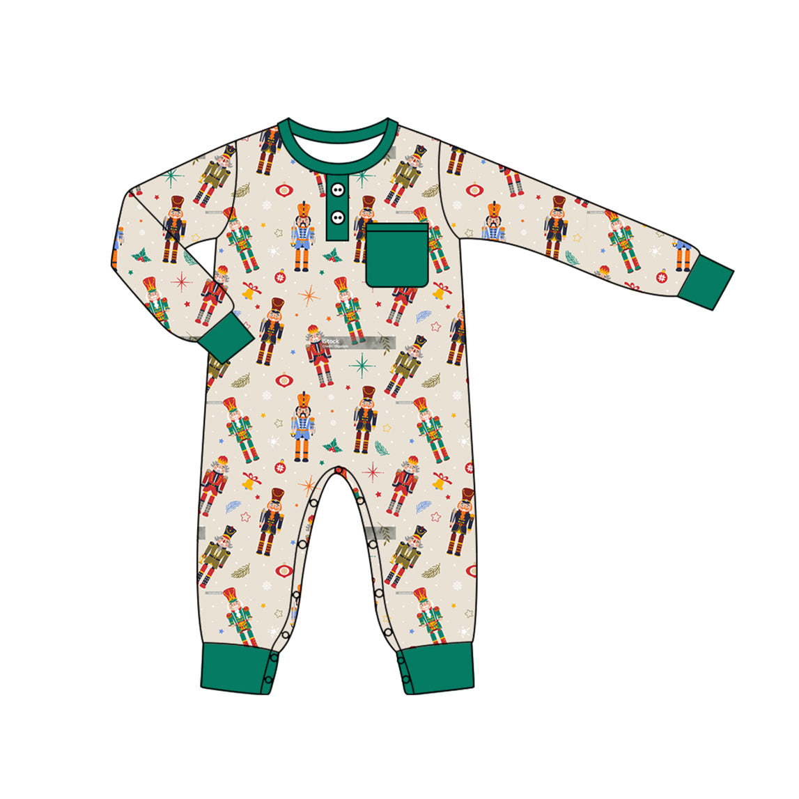 Preorder LR1946 Nutcracker green pocket long-sleeved onesie