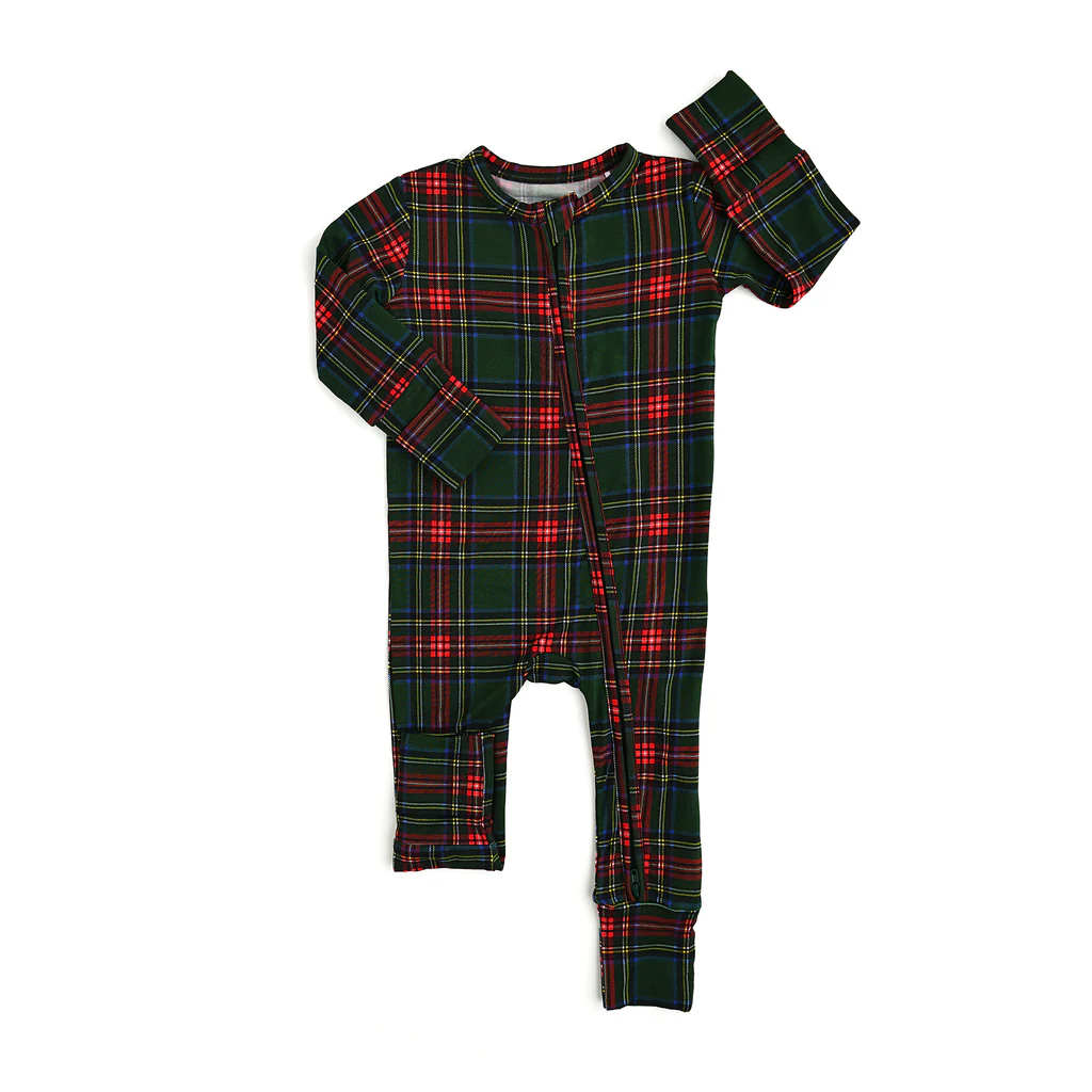 Preorder LR1963 Christmas red and green plaid zipper long sleeve onesie high quality wholesale