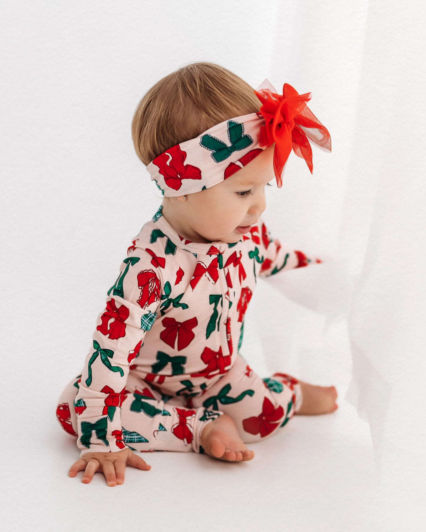 Preorder LR1974 Christmas red green bow pattern pink zipper long sleeve onesie high quality wholesale