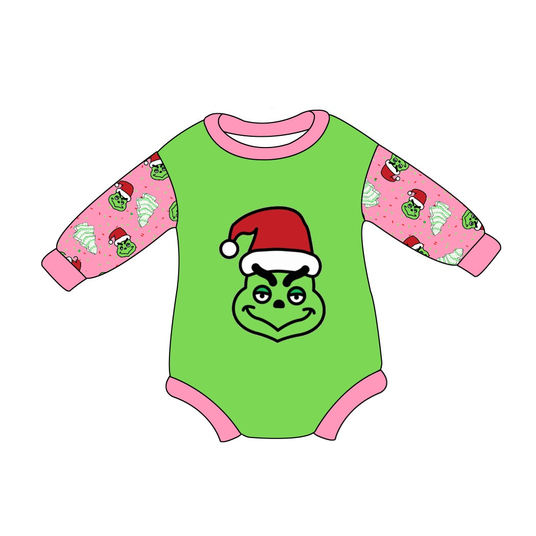 Preorder LR1986 grinch Green pink long sleeve onesie High quality