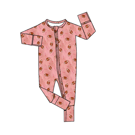 Preorder LR1988 Football character pink zip-up long-sleeved onesie