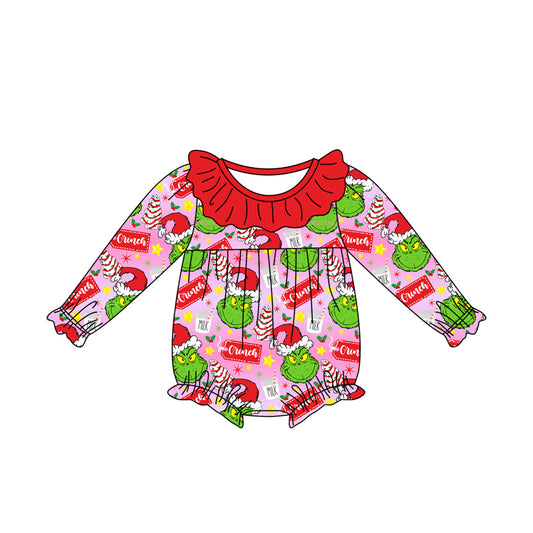 Preorder LR2005 grinch Milk Stars Red lace pink long-sleeved onesie