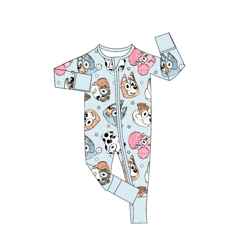 Preorder LR2062 Star blue zip-up long-sleeved onesie