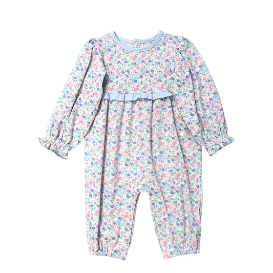 Preorder LR2072 Floral blue lace long-sleeved onesie