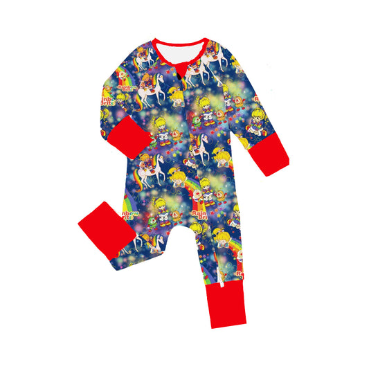 Preorder LR2084 Catone Rainbow Girl blue purple zip-up long sleeve onesie