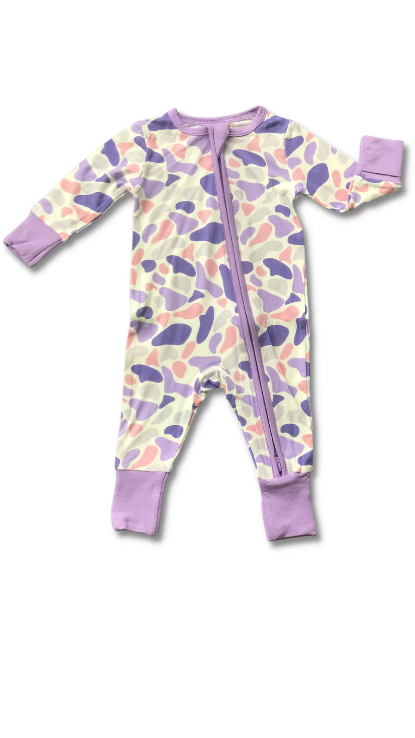 Preorder LR2099 Long sleeve jumpsuit with zipper in light purple camo