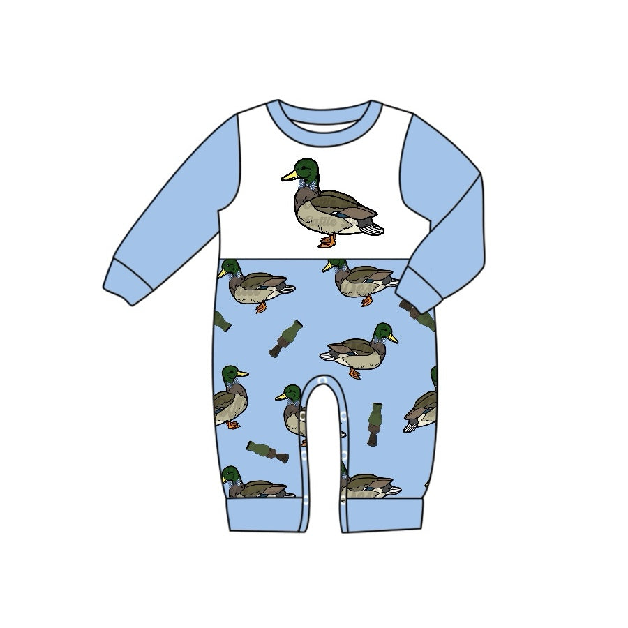 Preorder LR2101 Duck Bottle blue and white long-sleeved onesie