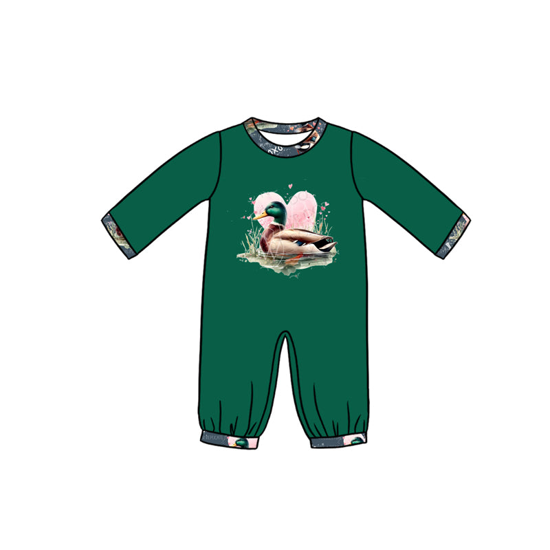 Preorder LR2108 xoxo Valentine's Day Love Duck Green long sleeve onesie