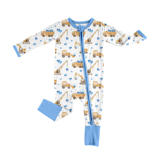 Preorder LR2116 Valentine's Day blue love project car white zipper long-sleeved onesie