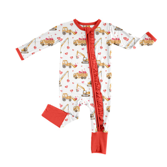 Preorder LR2117 Valentine's Day blue love project car white zipper long-sleeved onesie