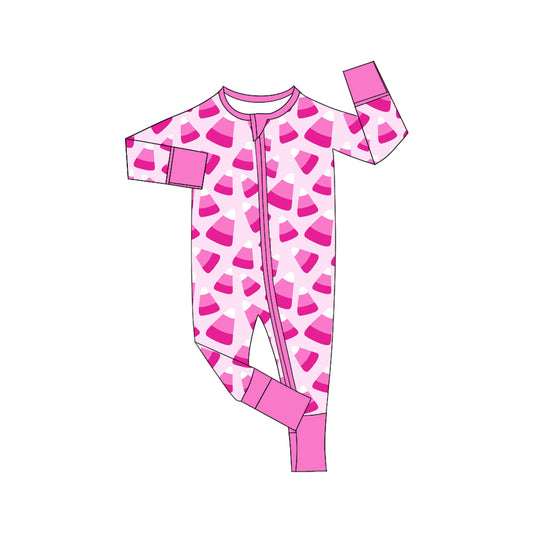 Preorder LR2194 Halloween Candy Rose Red Zippy Long Sleeve Romper Baby Girl Boutique Outfits 202505