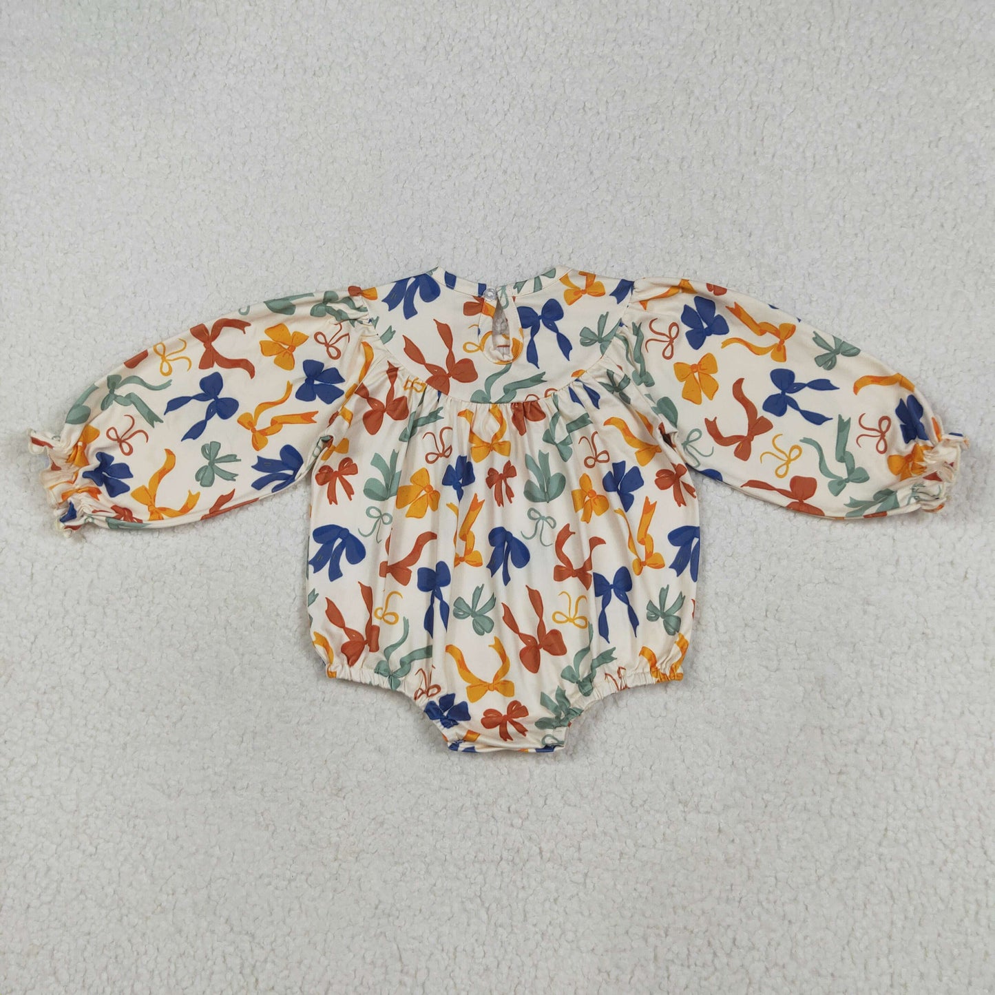 LR2257 Smocked Thankful Bows Long Sleeve Girls Bubble Romper 202507 RTS