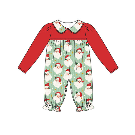 Preorder LR2277 Sibling Matching Christmas Santa Claus Red Long Sleeve Romper Baby Girls Boutique Pajamas 202505