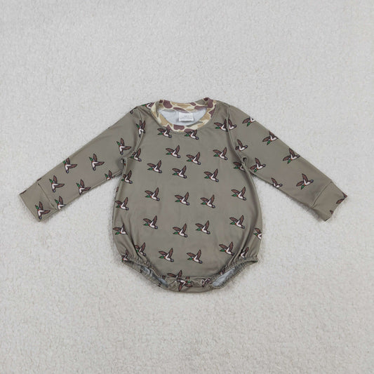 LR2302 Boys Boutique Duck Hunting Army Green Long Sleeve Bubble Romper 202511