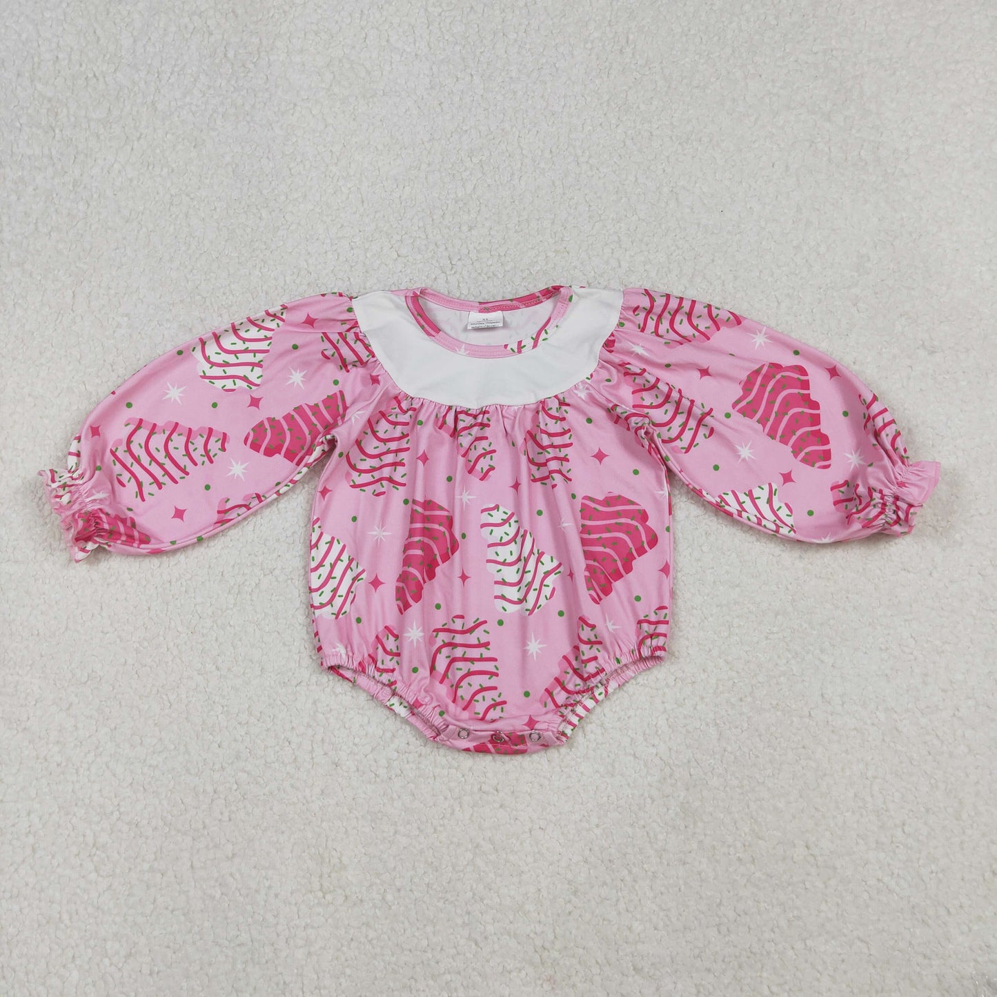 LR2333 Girls Boutique Santa Tree Star Rose Red Long Sleeve Bubble Romper 202509 RTS