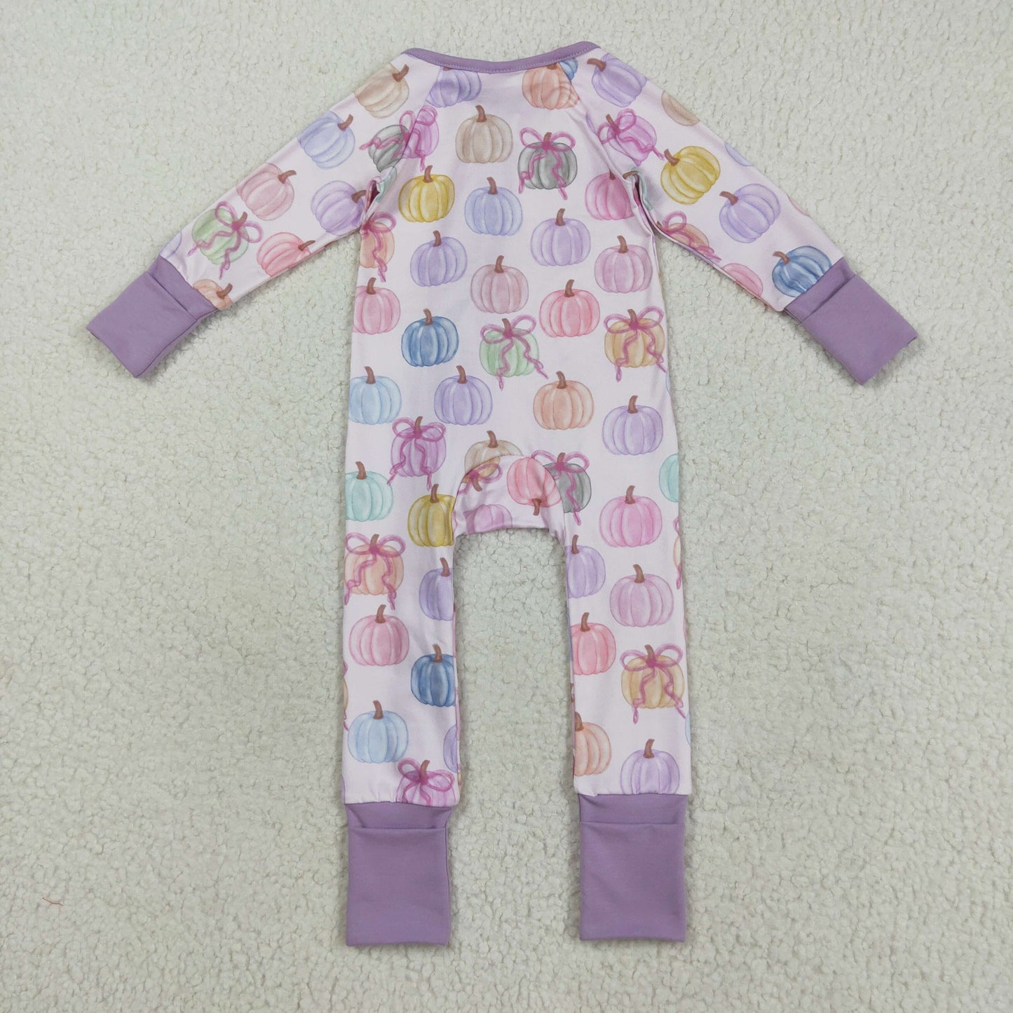LR2442 Pumpkin Purple Pink Zippy Long Sleeve Girls Romper 202508 RTS