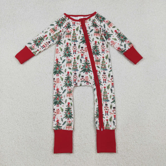 LR2507 Christmas Red Zippy Long Sleeve Girls Romper 202510 RTS