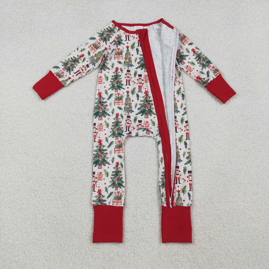 LR2507 Christmas Red Zippy Long Sleeve Girls Romper 202510 RTS