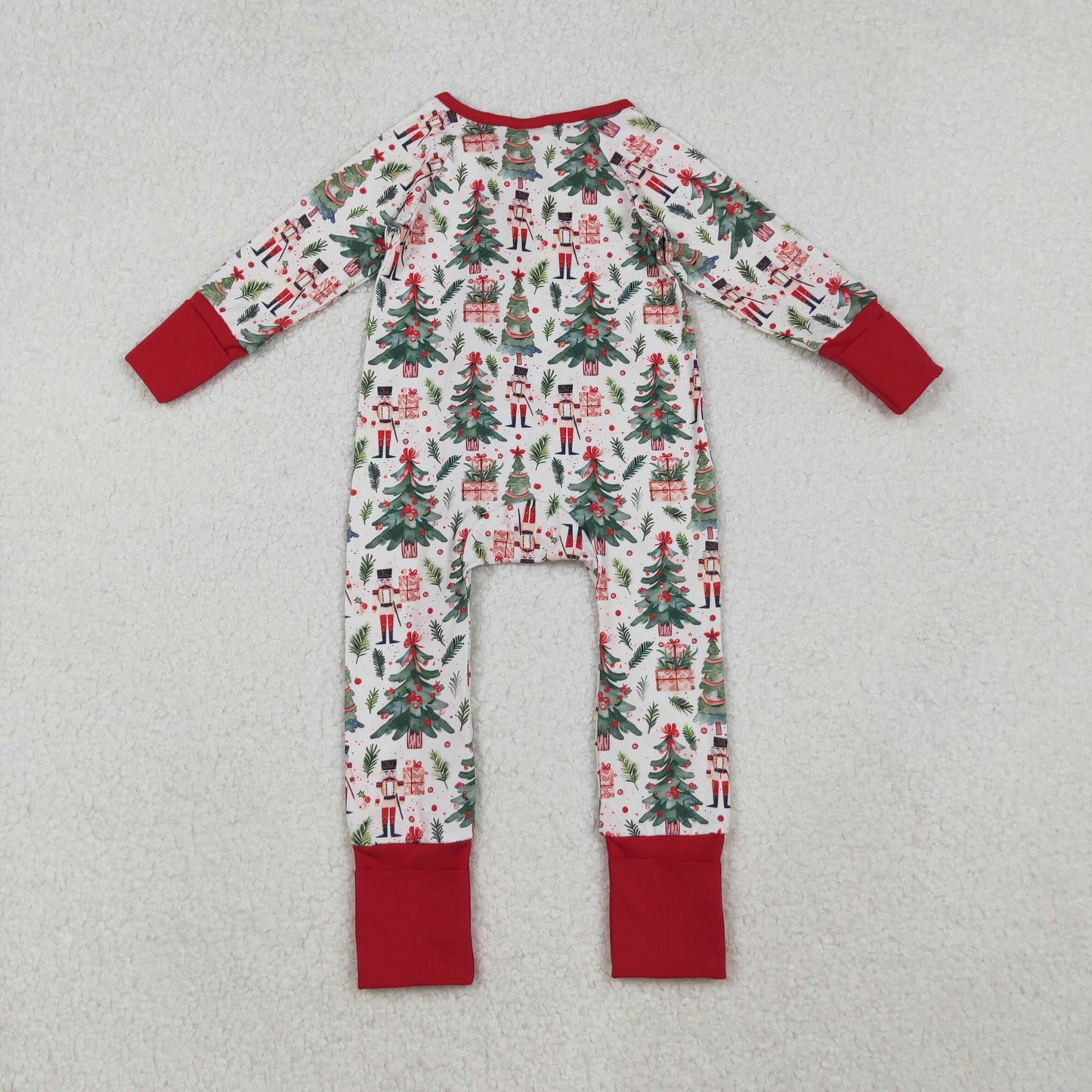 LR2507 Christmas Red Zippy Long Sleeve Girls Romper 202510 RTS
