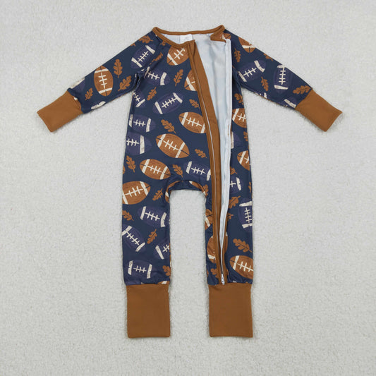 LR2543 Rugby Leaf Zippy Long Sleeve Boys Romper 202510 RTS